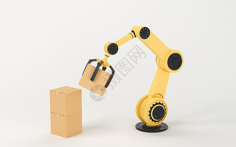 机械臂拾取box3d渲染图插图金属工厂自动机智力机器技术生产发明科学背景