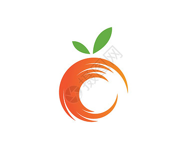 橙色标志设计叶子绿色圆圈生态果汁圆形食物插图橙子公司背景图片