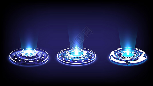 发光的 HUD 元素中的科幻数字高科技系列 科学未来技术的全息图门户 奇幻游戏中的魔法传送门 传送讲台  GUIUI虚拟现实用户背景图片