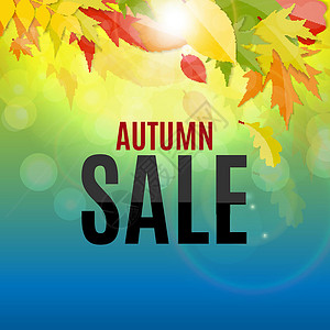 闪亮的秋叶销售背景矢量图季节价格横幅产品树叶商业标签叶子广告收藏背景图片