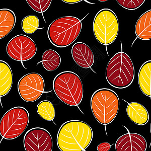 秋天的树叶无缝图案背景矢量图纺织品艺术红色叶子装饰品墙纸季节橙子插图绘画背景图片