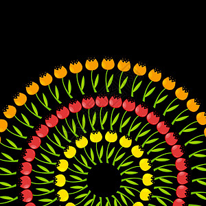 花卉背景与郁金香矢量它制作图案花园卡片叶子边界植物群邀请函脆弱性花束插图花瓣背景图片