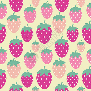 简单的草莓无缝图案背景矢量图包装浆果插图红色粉色墙纸糖果食物水果织物背景图片