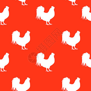 中国日历无缝图案背景上 2017 年红火公鸡符号的矢量图解插图艺术白色庆典红色动物传统背景图片