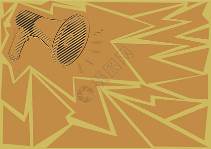 一个响亮的扩音器扬声器制作新公告的插图 线图扩音器制作最近的广告 显示延迟广播的放大器草图乐趣竞赛计算机卡通片金子海浪海报喇叭讯设计图片