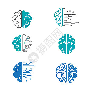商业大脑图标健康大脑矢量图图标模板商业创新药品科学医疗创造力智力解剖学艺术心理学插画