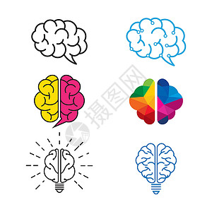 商业大脑图标健康大脑矢量图图标模板智力科学头脑创造力医疗标识心理学器官教育技术插画