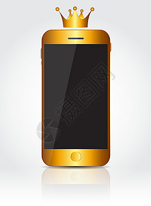新的现实金色手机黑屏 矢量插图技术电气屏幕商业监视器电脑反射电子产品展示电话背景图片