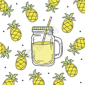 在玻璃罐中手绘西瓜柠檬水 惠特上的矢量玻璃插图酒吧菜单饮食饮料海报奶昔排毒草图背景图片