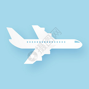 客机飞机飞纸艺术风格插画