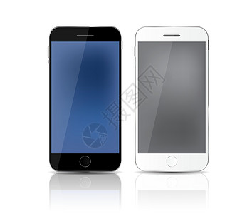 两部手机具有灰色和蓝色屏幕的新型现实手机 矢量插图设计图片