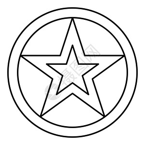 圆形轮廓轮廓图标黑色矢量插图平面样式图像中的星背景图片