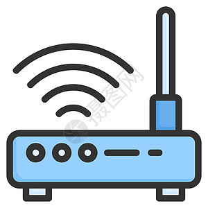 网关图标Wifi 路由器图标设计轮廓颜色样式插画