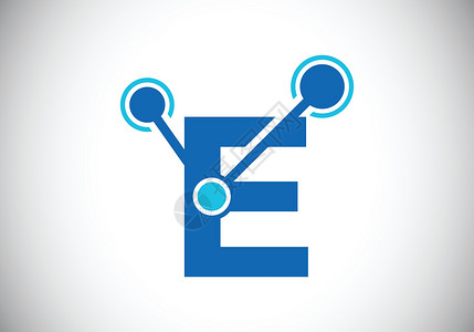 带有技术标志符号的首字母 E 适用于科技互联网及数据相关业务坡度身份字体推广公司网络标识工作室商业创造力背景图片