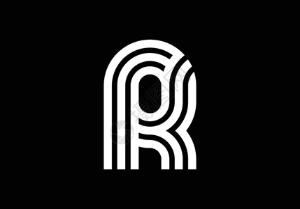 白色大写字母 R  创意线条字母设计标志海报邀请的图形字母符号 它制作图案矢量背景图片