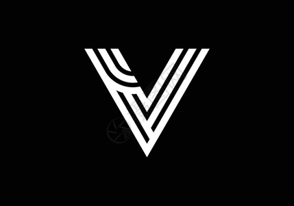 v字领白色大写字母 V  创意线条字母设计标志海报邀请的图形字母符号 它制作图案矢量插画