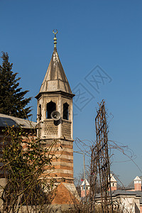 奥斯曼清真寺的米纳雷特尖塔历史性旅行火鸡脚凳建筑背景图片