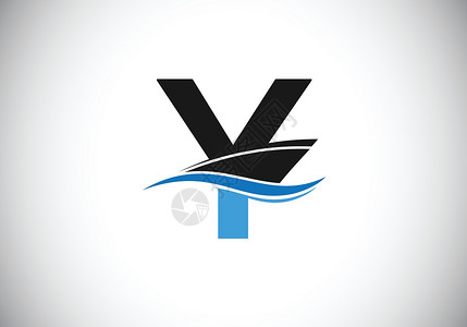 水信布丁带有船标志设计模板的大写字母 Y导航海浪旅游商业车轮公司帆船艺术字母货物插画
