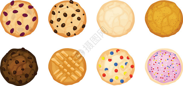 士力架它制作图案的各种孤立的饼干冰镇糖果可可庆典款待礼物派对小雨麦片插图插画