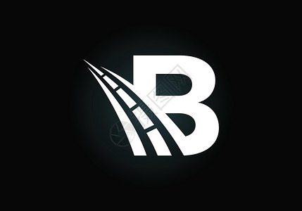 品牌理念带有道路标志的字母 B 唱 公路养护施工的创意设计理念 运输和交通主题沥青网络插图标签旅行公司艺术品牌驾驶小路插画