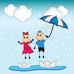 季风季节背景阳光雨量太阳海报孩子们横幅幸福环境下雨墙纸背景图片