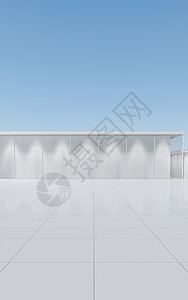 具有室外 view3d 渲染的白色建筑反射住房地面建造地平线蓝色奢华建筑学住宅车道背景图片