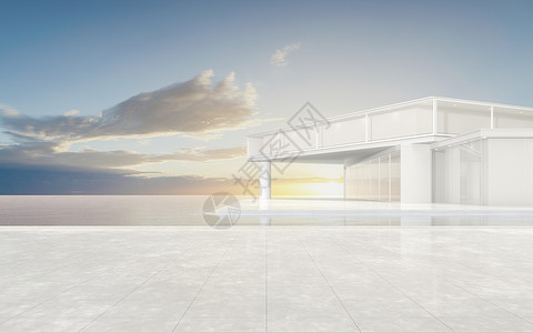 water3d 渲染上的现代概念建筑展览地面天空房子玻璃住房天堂财产建筑学别墅背景