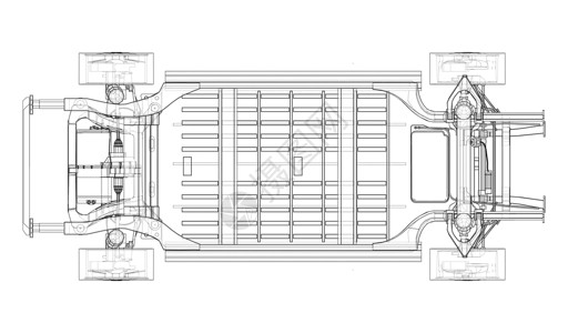 汽车示意图带电池的电动汽车底盘 韦克托技术草图力量生态收费工程发动机车辆活力驾驶插画