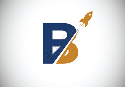 飞信带有火箭标志设计的初始 B 单字字母表 火箭图标 字体标志 商业和公司身份的现代矢量标识行星艺术技术发射星系天空旅行科学飞船天文设计图片