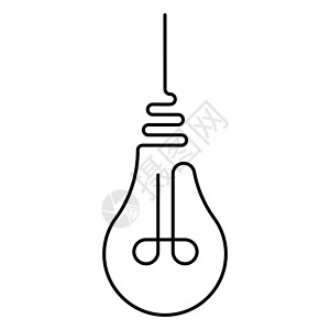 悬挂的白炽灯泡是用一根线画的 一根线的矢量灯泡是一种象征光的温暖和新鲜的想法插画