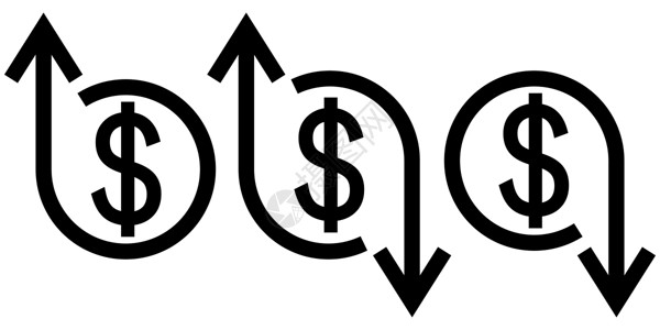 芊芊玉手图标危机发展繁荣矢量美元符号和上下箭头经济危机和商业发展的概念设计图片
