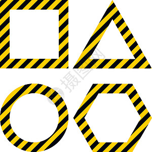 沥青形状带有警告黄色和黑色条纹的几何形状布局插画