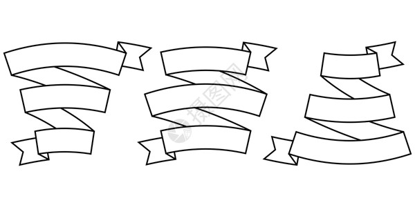 线条标签经典丝带框架复古风格 孤立的对象 矢量横幅模板 红丝带矢量 复古风格 符号符号 贴纸集 空横幅 线条符号插画