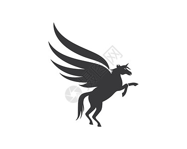 带翅膀的马飞马标志模板神话动物运动奢华速度身份传奇商业力量自由插画