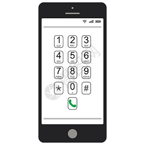 白色电话用于呼叫的智能手机手机拨号器矢量功能演示模板拨号器键盘插画