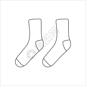 长袜子皮皮涂鸦袜子套装设计 孤立在白色背景上的冬季矢量图丝袜纺织品运动男人草图黑色女士衣服松紧带棉布插画