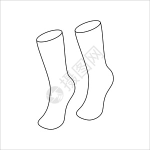 长袜子皮皮涂鸦袜子套装设计 孤立在白色背景上的冬季矢量图男人草图棉布黑色织物运动松紧带服装针织品衣服插画
