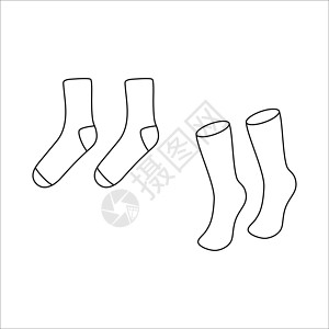 长袜子皮皮涂鸦袜子套装设计 孤立在白色背景上的冬季矢量图棉布服装运动衣服针织品女士织物卡通片男人草图插画