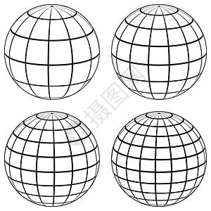 使用坐标网格设置地球球体的 3D 球体模型插图轨道金属收藏平行线图学艺术科学标识网络背景图片