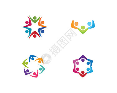 社区社区护理Logo模板孩子们合伙社会生活友谊家庭成功团体团队商业背景图片