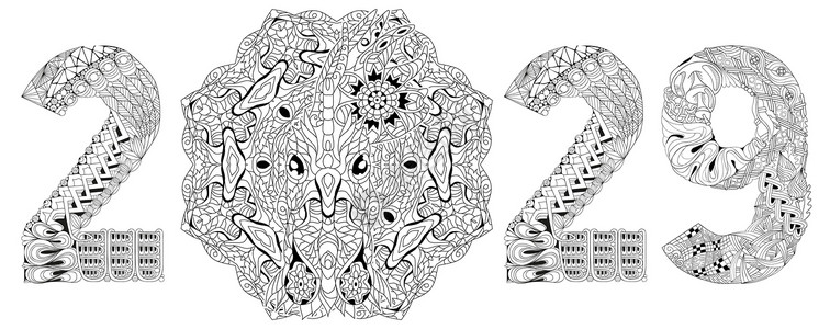 Zentangle 程式化公鸡编号 2029 手绘花边矢量它制作图案禅绕艺术绘画野生动物宠物纠纷插图染色猕猴数字插画