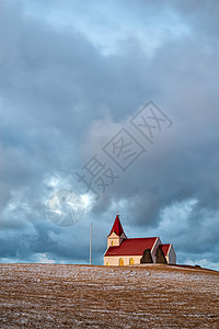 冰岛斯奈费尔斯半岛半岛场地建筑旅行教会红色天空宗教文化建筑学背景