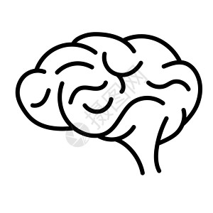 脑回图标是一个简单的卡通漫画风格解剖学记忆创造力心理学身体医疗卷积头脑标识智力背景图片