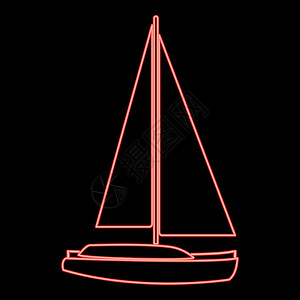霓虹游艇红色矢量插图平面样式图像背景图片