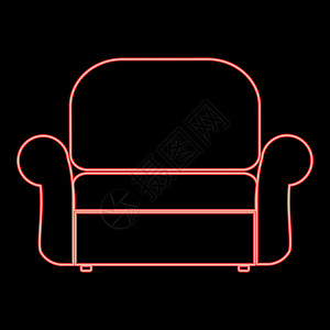 霓虹扶手椅红色矢量插图平面样式图像背景图片