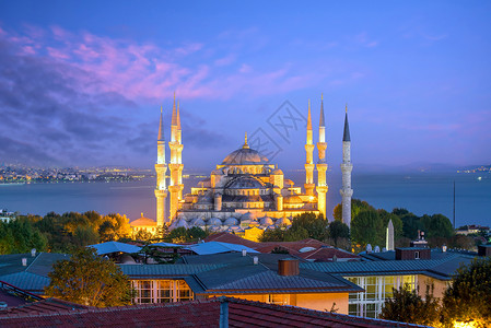 清真寺蓝色旅行建筑高清图片