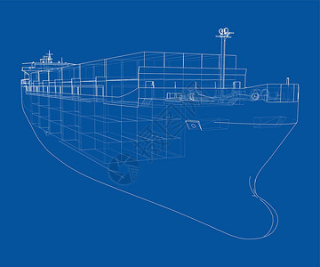 船运货船装有集装箱的货船 韦克托加载海军草图卸载商品血管运输旅行货物海洋插画