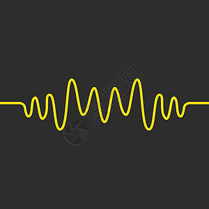 黑屏监视器矢量 ico 中的声波 脉冲线和声音效果背景图片
