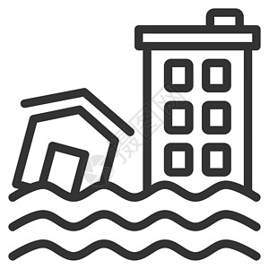 洪水图标设计大纲样式房子保险飓风帮助家庭财产网络灾难风暴危险插画