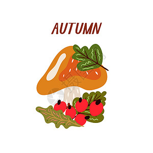 好吃蔬菜蘑菇暖色调的秋季元素与蘑菇 秋季的矢量设计丰收插图南瓜风格卡片庆典收获蔬菜卡通片季节设计图片